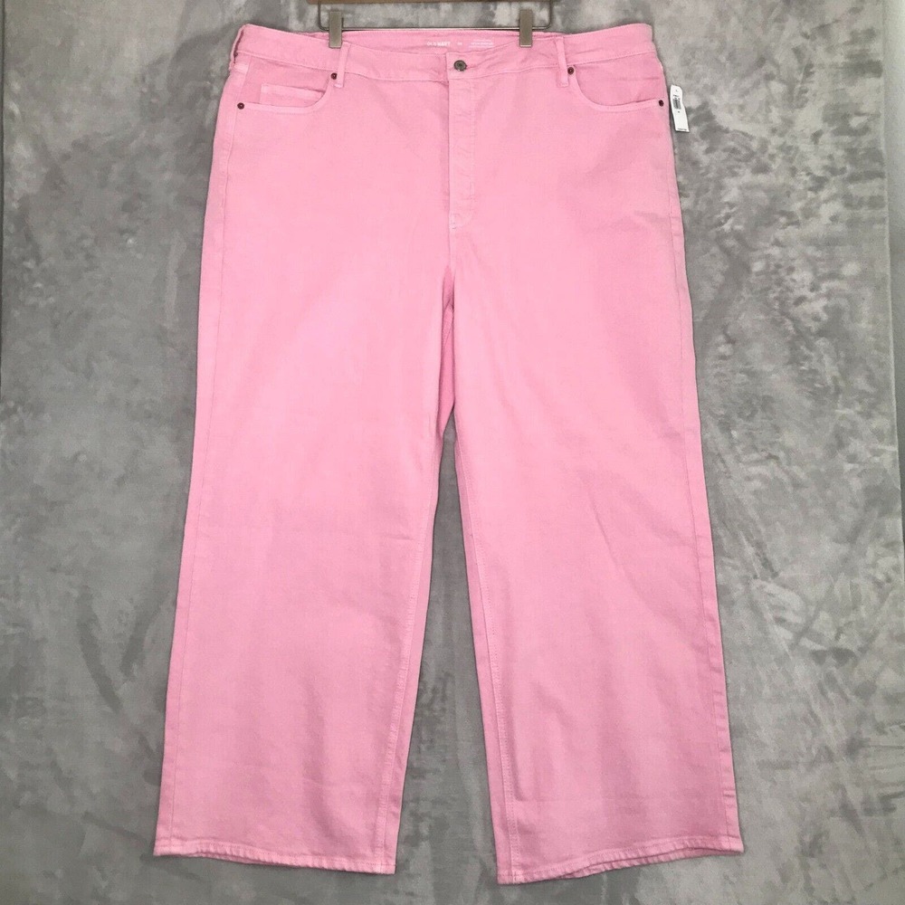 Old Navy Extra High Rise Sky Hi Wide Leg Jeans Secret Smooth Pockets 24 Plus NEW